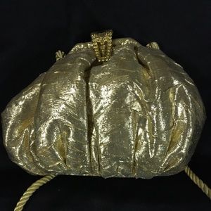 Walborg Vintage Gold Lame Evening Bag Cocktail Purse Never Used made in China